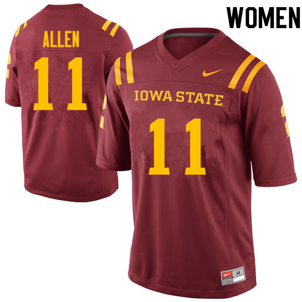 Women #11 Chase Allen Iowa State Cyclones College Football Jerseys Sale-Cardinal - Click Image to Close